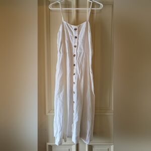 White Button-Down Sleeveless Dress